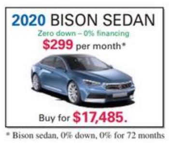 Chapter 3.4, Problem 37E, Problems 37 and 38 refer to the following ads. The ad for a Bison sedan claims that a monthly 