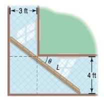 Chapter 5.5, Problem 51AYU, Carrying a Ladder around a Corner Two hallways, one of width 3 feet, the other of width 4 feet, meet 