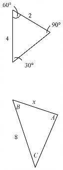 Chapter A.2, Problem 43AYU, In Problems 43  46, the triangles in each pair are similar, Find the missing length x and the 