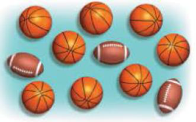 Chapter 2.3, Problem 36E, For the following set of sports equipment, what is the ratio of: a) basketballs to footballs? b) 