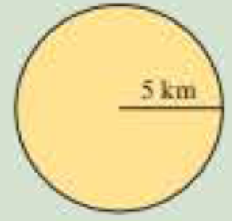 Chapter 9.3, Problem 6DE, Find the area of this circle. Use 227 for .  A=rr2275kmkm=22725km2=5507km2=47km2 