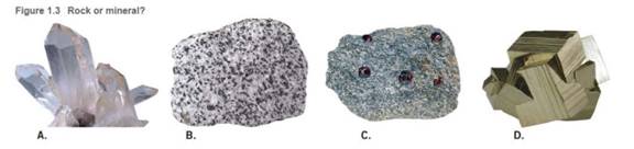 Chapter 1.1, Problem 3A, Figure 1.3 provides images of some rocks and minerals. Which of these appear to be rocks, and which 