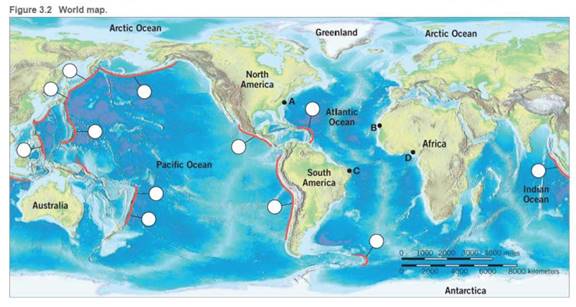 Chapter 3.1, Problem 2A, Use an atlas or your textbook to label the deep-ocean trenches on Figure 3.21. using the letter 