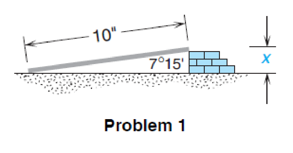 Chapter 10, Problem 1FPS, Machine Trades What height of gauge blocks is required to set an angle of 715 for 10-in. plots? 
