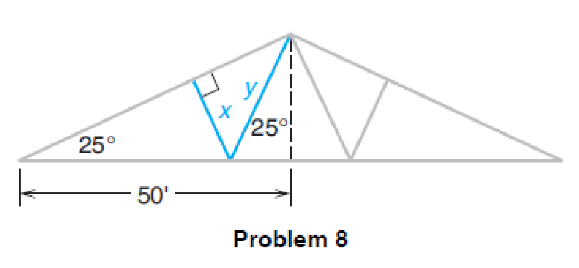 Chapter 10, Problem 8FPS, Construction Find the lengths x and y of the beams shown in the bridge truss. (Round to the nearest 