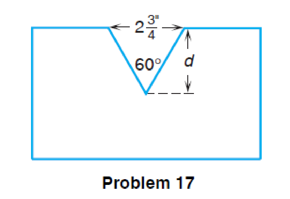 Chapter 10.1, Problem 17DE, Metalworking Find the depth d of the V-slot shown in the figure. (Round to the nearest hundredth of 