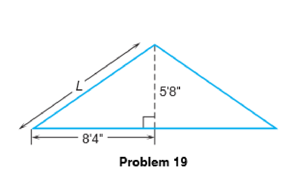 Chapter 10.1, Problem 19DE, Roofing Find the length L of the rafter in the figure. (Round to the nearest inch.) 