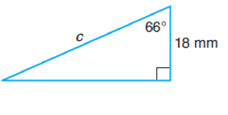 Chapter 10.3, Problem 2BE, For each right triangle, find the missing quantity indicated below the figure. Express angles in 