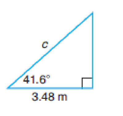 Chapter 10.3, Problem 5AE, For each right triangle, find the missing quantity indicated below the figure. Express angles in 