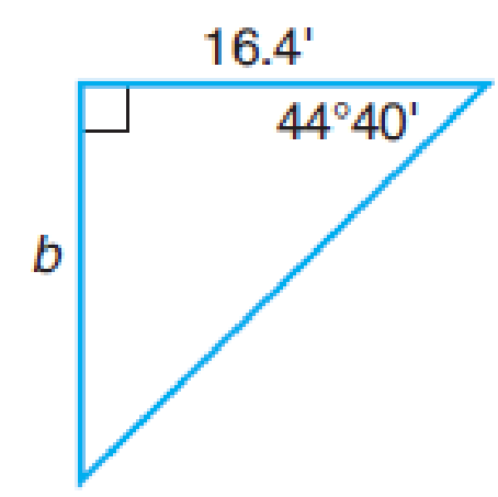 Chapter 10.3, Problem 7BE, For each right triangle, find the missing quantity indicated below the figure. Express angles in 