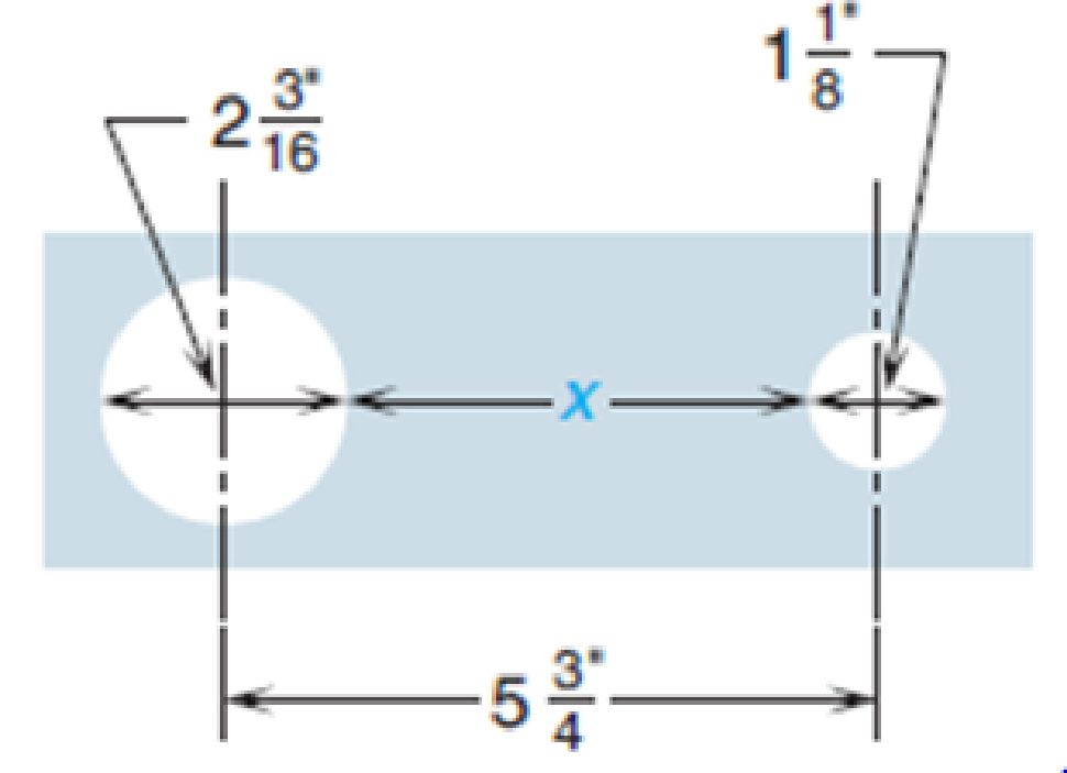 Chapter 2, Problem 13DPS, D. Practical Applications Carpentry Find the spacing x between the holes in the figure shown. 
