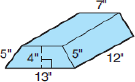 Chapter 9.1, Problem 5BE, Find the lateral surface area and the volume of each of the following right prisms. (Round to the 