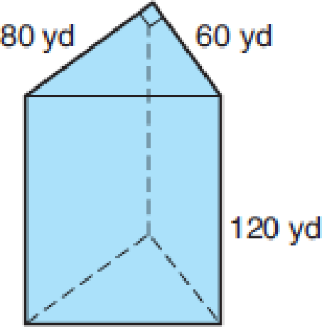 Chapter 9.1, Problem 6BE, Find the lateral surface area and the volume of each of the following right prisms. (Round to the 