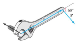 Chapter 13, Problem 44RE, Suppose you apply a force of |F| = 50 N near the end of a wrench attached to a bolt (see figure). 