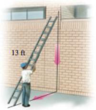 Chapter 3.11, Problem 41E, Ladder against the wall A 13-foot ladder is leaning against a vertical wall (see figure) when Jack 