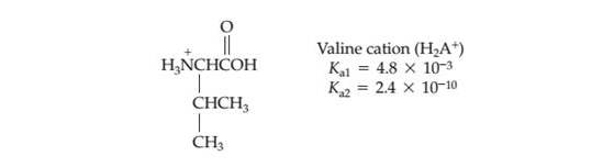 Chapter 17, Problem 17.18A, Assume that 40.0 mL of a 0.0250 M solution of the protonated form of the amino acid valine ( H2A+ ) 