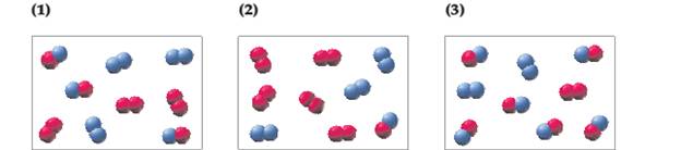 Chapter 18, Problem 18.16A, Consider the following gas-phase reaction of A2 (red) and B2 (blue) molecules: A2+B22ABGo=15kJ Which 