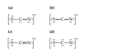Chapter 7, Problem 7.10A, Identify the correct electron-dot structure(s) for SCN . (e) Both (b) and (c) are correct. (f) All 