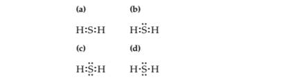 Chapter 7, Problem 7.5P, Select the correct electron-dot structure for H2S ,hydrogen sulfide, a poisonous gas produced by 