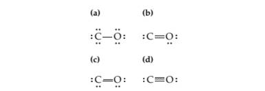 Chapter 7, Problem 7.9P, Select the correct electron-dot structure for carbon monoxide, CO. 
