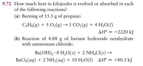 Chapter 9, Problem 9.72SP, How much heat in kilojoules is evolved or absorbed in each following reactions? (a) 