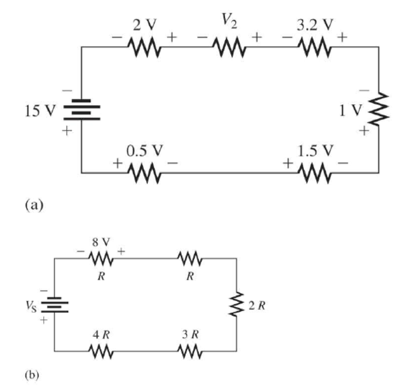 Chapter 5, Problem 34P, Determine the unspecified voltage drop(s) in each circuit of Figure 578. Show how to connect a 