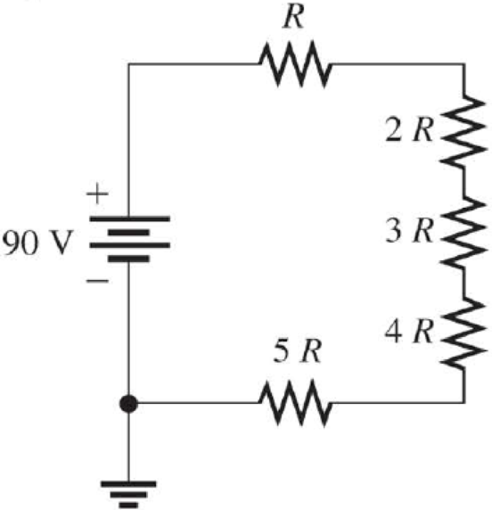 Chapter 5, Problem 43P, What is the voltage across each resistor in Figure 584? R is the lowest-value resistor, and all 