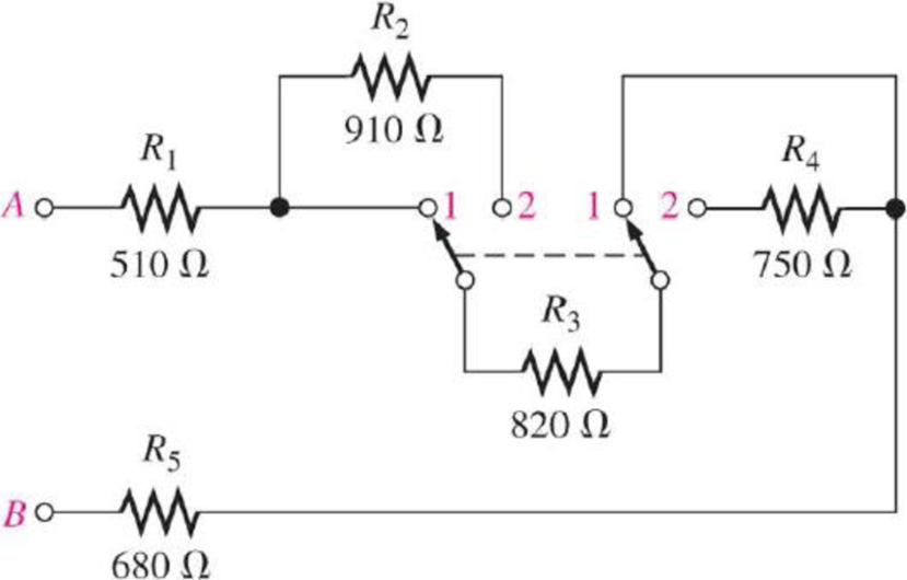 Chapter 5, Problem 4CDQ, When the switches are in position 2 and a short develops across R3, the current through R5 a. 