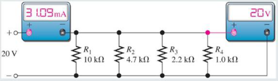 Chapter 6, Problem 22RP, In Figure 6-51, there is a total current of 31.09 mA, and the voltage across the parallel branches 
