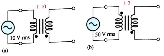 Chapter 14, Problem 9P, For each transformer in Figure 14-46, draw the secondary voltage showing its to the primary voltage. 