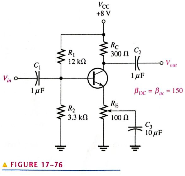 Chapter 17, Problem 19P, The amplifier in Figure 17-76 has a variable gain control, using a 100 potentiometer for RE with the 
