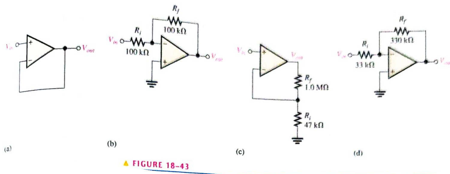 Chapter 18, Problem 21P, If a signal voltage of 10 mV applied to each amplifier in Figure 18-43, what are the output voltages 
