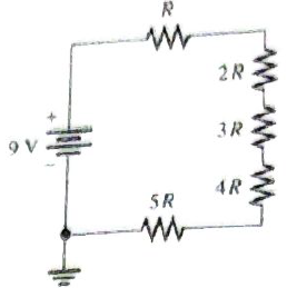 Chapter 4, Problem 28P, What is the voltage across each resistor in Figure 4-74? R is the lowest value and all others are 