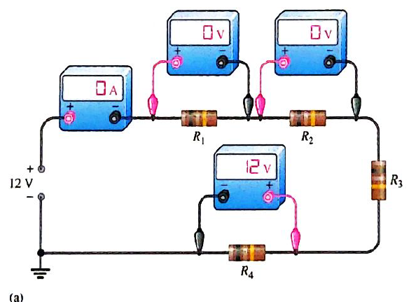 Chapter 4, Problem 37P, By observing the meters in Figure 4-78, determine the types of failures in the circuits and which , example  1