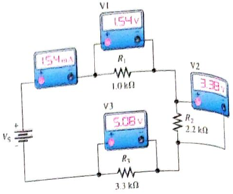 Chapter 4, Problem 4TSC, Symptom: The ammeter reading is zero, voltmeter 1 reads 0V, voltmeter 2 reads 5 V, and voltmeter 3 