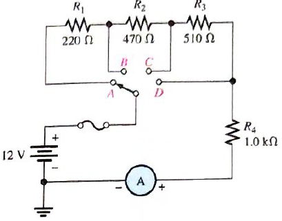 Chapter 4, Problem 51P, Determine the current measured by the meter in Figure 4-85 for each switch position. 
