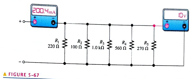 Chapter 5, Problem 27P, In Figure 5-67, the current and voltage measurements are indicated. Has a resistor opened, and, if 