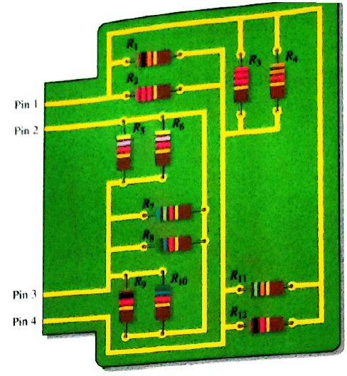Chapter 5, Problem 49P, For the circuit board shown in Figure 5-82, determine the resistance between the following pins if 