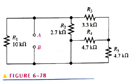 Chapter 6, Problem 10P, In Figure 6-78, find the following: total resistance between terminals A and B total current drawn 