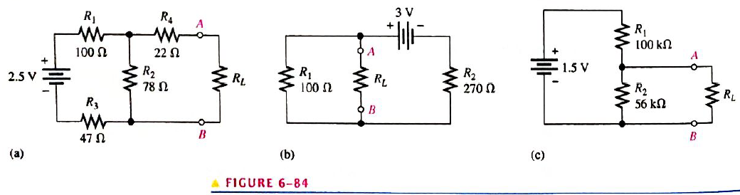Chapter 6, Problem 28P, For each circuit in Figure 6-84, determine the Thevenin equivalent as seen from terminals A and B. s 