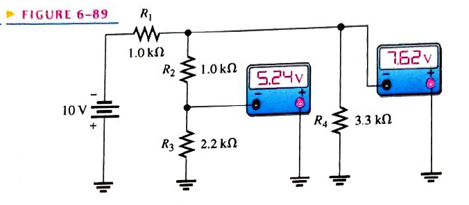 Chapter 6, Problem 39P, Determine the voltage you would expect to measure across cacti resistor in Figure 6-89 for each of 
