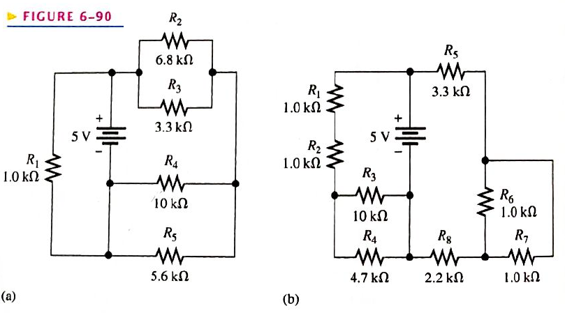 Chapter 6, Problem 40P, In each circuit of Figure 6-90, identify the series and parallel relationships of the resistors 