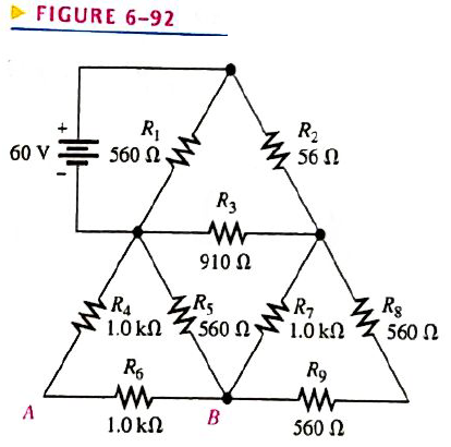 Chapter 6, Problem 42P, 1For the circuit shown in Figure 6-92, calculate the following: total resistance across the source 