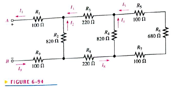 Chapter 6, Problem 45P, What is the voltage across each resistor in Figure 6-94? There are 10 V between A and B. FIGURE 6-94 