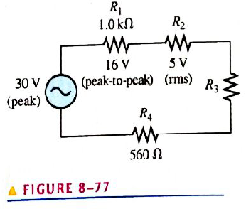 Chapter 8, Problem 23P, Determine th rms voltage across R3 in Figure 8-77. 