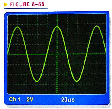 Chapter 8, Problem 47P, Refer to the oscilloscope screen in Figure 8-86. How many cycles are displayed? What is the rms 
