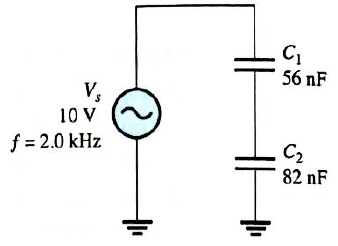 Chapter 9, Problem 33P, For the circuit in Figure 9-72, find the reactance of each capacitor, the total reactance, and the 