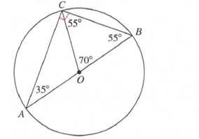 Chapter 11.1B, Problem 18A, ASSESSMENT In the figure below, O is the center of circle and m(ACB)=90. Find the following 