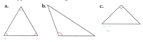 Chapter 11.2B, Problem 7A, ASSESSMENT Identify each of the following triangles as acute, obtuse, right, or equiangular. There 