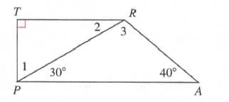 Chapter 11.3A, Problem 18A, Find the measures of ange 1, 2, and 3 given that TRAP is a trapezoid with TRPA. 